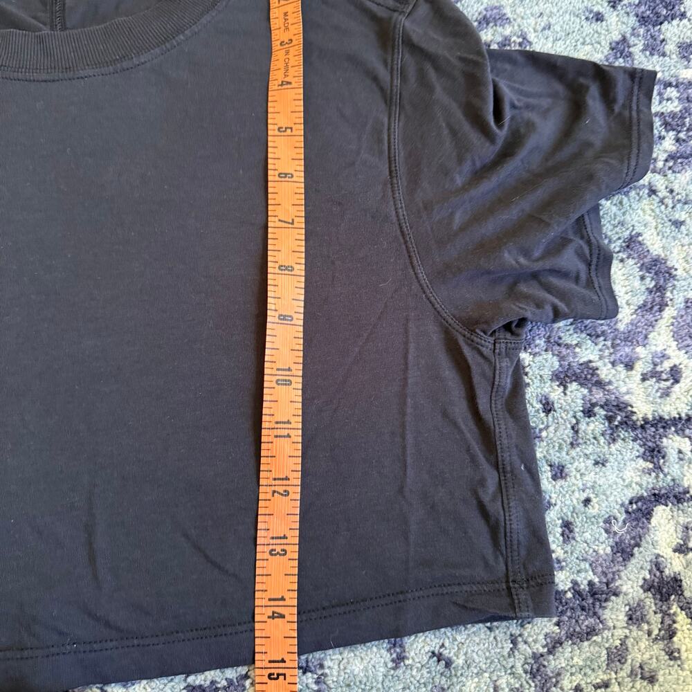 Lululemon Black All Yours Boxy Cropped T-Shirt Pima Cotton Workout Athlesuire- 2 - Picture 6 of 7